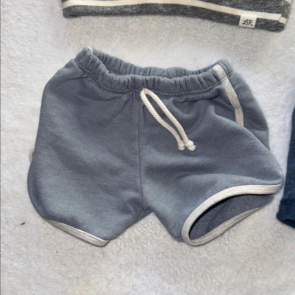 Lulu + Roo Striped Sleeveless Hoodie and Shorts Set
